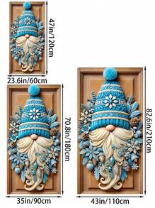 Copertura per porta natalizia con gnomo HEGO - in poliestere, senza alimentazione elettrica, perfetta per decorazioni natalizie da interni ed esterni