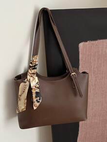 Bolso vintage suave para mujer, bolso de hombro sencillo para ir al trabajo, primavera 2025 - Marrón - Ver 7