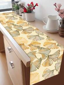 1 pieza Camino de mesa con estampado de hoja de arce, 4 piezas Individuales con estampado de hoja de arce, adecuado para fiestas, cumpleaños, cenas, decoración de cocina y comedor, decoración de mesa para el hogar y la vida en todas las estaciones - Multicolor - Ver 5