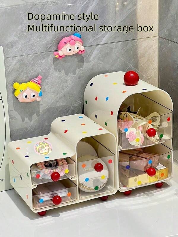 صندوق تخزين مكتبي صغير ب- 3 أقسام، منظم مجوهرات وأحمر شفاه وكوزميتك، صندوق تخزين درج بسيط، منظم مكتبي، ديكور منزلي، تخزين عناصر صغيرة لطلاب المكتب، ديكورات، حمام، تخزين اكسسوارات الحمام، بنمط الدوبامين
