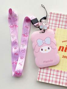 1pc Lanyard ID Card Holder, Curved Edge, Can Hold ID Card, Metro Card, Pass Card, Suitable To Hang On Student Backpack