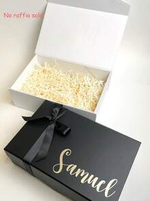 Personalized Gift Box (With Lid), Customized Gift Box (With Lid And Ribbon), Suitable For Gifting, E.G. Groom's Thank You Box, Wedding Gift Box, Bridesmaid Box, Personalized Magnetic Folding Storage Box, Self-Love Box, Mother's Day, Birthday, Bride Gift, Wedding Packaging ,Forever Love, Minimalist Chic - Multicolor - View 5