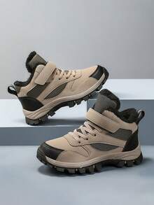 Dziecięce buty trekkingowe, wodoodporna cholewka ze skóry, antypoślizgowe, wytrzymałe buty do biegania, regulowane rzepy, ciepłe na zimę - Wielbłąd - Zobacz 2