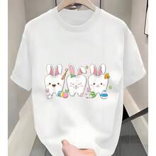 Women Dental  Easter Spring Bunny Tooth Dental Crew -100% Cotton 220g T Shirt - trắng - Xem 1