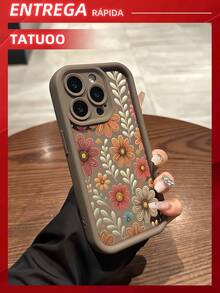 Fashion Floral Print Anti-Drop Phone Case Compatible With 11/12/13/14/15Pro Max - màu nâu - Xem 1