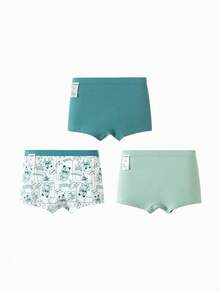 Balabala 男童棉质抗菌内裤3条装平角内裤 - 白綠色調 - 查看 2