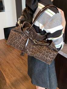 Artificial Leather Leopard Pattern Handbag, Fashionable Multi Functional Exquisite Retro Shoulder Bag, Suitable For Commuting And Shopping. - Multicolor - View 4