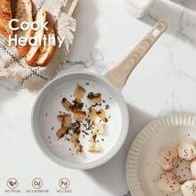 RIOVARM-EU RIOVARM padella antiaderente, set di pentole a induzione con coperchio, pentola da 18 cm, padella da 20 cm e 24 cm con rivestimento in granito, set di pentole senza PFOA, pentola per il latte, padella per frittata, padella per uova - Grigio Chiaro - Visualizzare 5