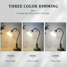 Flower Table Lamp,LED Reading Light Bedside Vintage Flower Night Light,3 Colours Modes Kawaii Bedside Lamps Decor,With E26 Bulb Nightstand Lights For Living Room Office Bedroom Home Decoration(Including Free Bulb ) - US A Type Plug(110-127V) - View 9