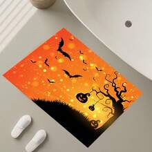 1pc Pumpkin Festival Non-Slip Kitchen Mat, Home Living Room Bedroom Entrance Decorative Washable Plush Carpet