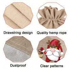 Christmas Linen Gift Bag Set, Santa Drawstring Bag, Suitable For Storing Holiday Party Gifts And Jewelry, Ideal For Christmas And New Year Party Supplies
