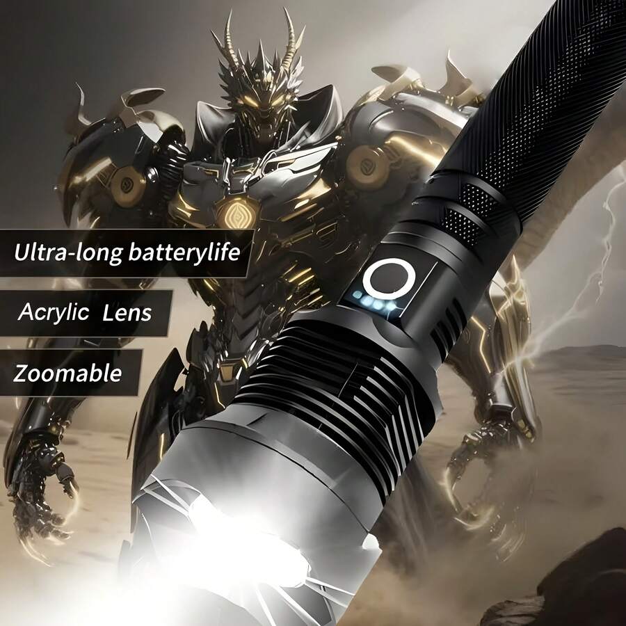 TAZTIR P70 Super Bright Rechargeable 5 Modes LED Flashlight, 990,000 Lumens, Waterproof, Powerful Handheld Flashlight For Camping And Emergencies (Icloud Battery) - Black - View 1