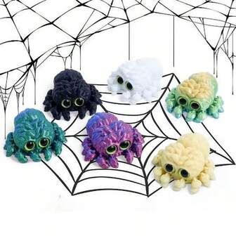 3D Printed Cute Spider | 1pc | Durable Plastic | Home & Office Decor, Aquarium Decor, Yard Decor | Exclusive Holiday Decor, Halloween, Christmas Gift, {Eye Specs Randomly Included Not Shown} (Candy Colors Randomly Included Not Shown)