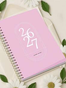 1 st vecko- och månadskalender för lärare, jan 2026 - dec 2027, enkel månatlig veckovis daglig planerare anteckningsbok med stora ark och anteckningar, kontorsmaterial, skolmaterial - Rosa - Visa 4