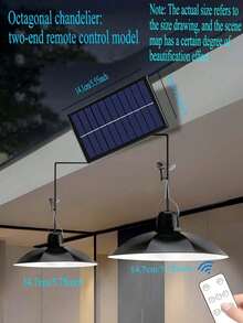 1pc Solar Powered Lamp, Outdoor & Indoor, Remote Control Solar Hanging Lamp, Separate Single/Dual Head Outdoor Path Light, Yard Lighting LED Night Light, Indoor Lighting Lamp, White Light With Remote Control Multifunctional Solar Hanging Lamp - Chandelier-high Gloss - View 14