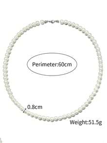 单层男士珍珠项链，圆珠不锈钢锁骨链，珍珠项链，可叠戴使用，适合日常生活、聚会、宴会等场所 - 彩色 - 查看 16