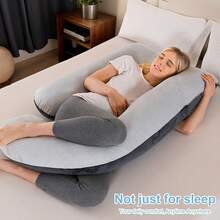 Pregnancy Pillow, J-Shaped Full Body Pillow, Nursing Pillow, Support And Pregnancy Pillow For Pregnant Women With Removable Cover - 灰/黑 - 查看 8