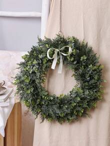 1/2pcs Artificial Cedar Eucalyptus Wreath, Artificial Eucalyptus Leaf Pine Branch Grass Wreath, Artificial Pine Branch Christmas Hanging Wreath, PE Material, Wholesale, Artificial Plants, Artificial Flowers, Outdoor Party Activities, Festival, Birthday, Wedding Party Decorations, Christmas, , Thanksgiving Decorations, Home Entrance, Restaurant, Living Room, Bedroom, Garden Decorations, Home Decorations Christmas Decorations Room Decor