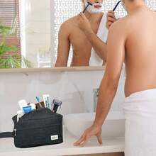 Neceser de Viaje para Hombre y Mujer, Organizador Bolsa Maquillaje Higiene Baño, Bolsa Cosmetiquera Impermeable, Bolsa de Aseo para Artículos de Tocador - A-Negro - Ver 7
