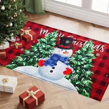 1pc Christmas Tree Pattern Washable Non-Slip Doormat, Suitable For Floor, Bathroom, Living Room, Entryway