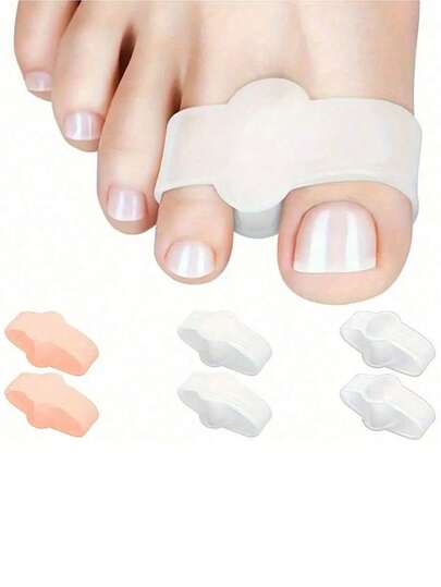 2/4 piezas Separadores de dedos de silicona, espaciadores de dedos antideslizantes y sin látex para alineación de los pies, separadores de dedos suaves y cómodos para uso diurno y nocturno, inserción duradera de los dedos, adecuados para uso casual