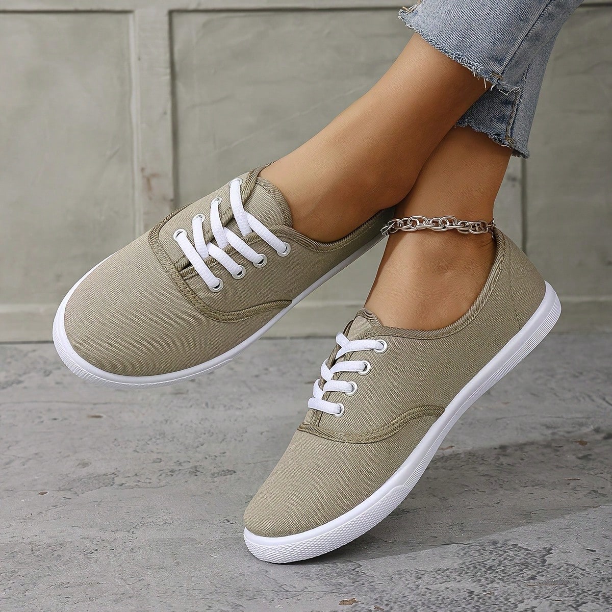 Zapatos cómodos de lona con cordones para mujer - Zapatillas casuales suaves y transpirables, adecuados para caminar y correr