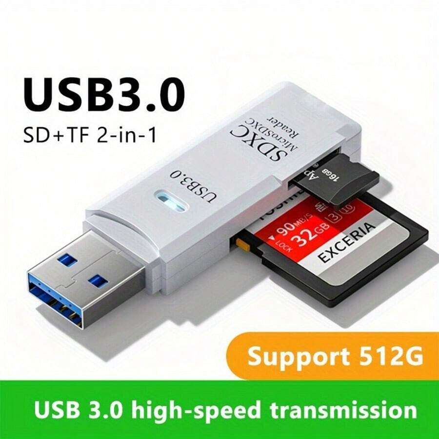 迷你高速2合1多卡讀卡器usb 3.0 微型sd Tf卡記憶卡隨身碟轉接器
