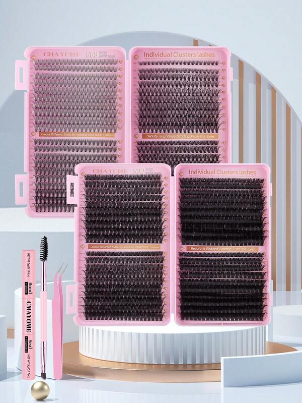 648/666/720套D型卷翘大容量睫毛套装，簇状睫毛。规格有10D+20D+30D+40D/30D+40D+50D+60D/50D+60D+80D+100D。套装提供多种不同组合，簇状睫毛长度从10毫米到16毫米不等，自然柔软。套装包含睫毛胶水、粘合剂和密封胶、睫毛簇状套装、睫毛、假睫毛。