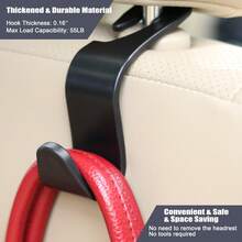 4-Pack Universal Car Seat Back Storage Hooks, Multi-Functional Headrest Organizer, Hidden Car Headrest Hooks, Auto Interior Accessories - Black - View 6