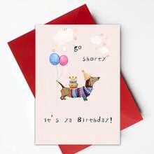1pc Fun Dachshund Birthday Cards - Dachshund Designed For All Ages - Cartoon Animal Greetings, Greeting Cards With Brown Paper Envelopes - Grey - View 12