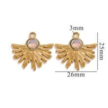 3pcs Stainless Steel Fan Shape Colorful Pendant DIY Necklace Earrings Jewelry Accessories Making