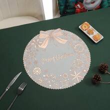 4/6PCS Creative Christmas Western Style Table Mat, Household Desktop Circular Waterproof And Heat-Resistant Table Mat, Hot Stamping Table Mat And Thermal Insulation Mat - Multicolor - View 5