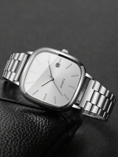 1pc Watch, Classic Square Dial Calendar Display, Minimalist Stylish Quartz Wristwatch, Horloge Box Not Included view 8
