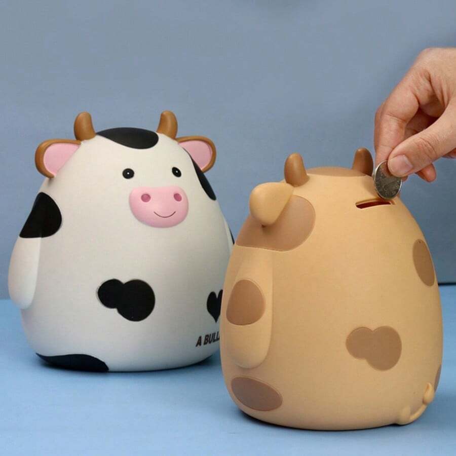 1 ống heo đất hình con bò, hộp đựng tiền xu không vỡ cho thanh thiếu niên, hộp đựng tiền hình động vật dễ thương cho bé trai bé gái, hộp tiết kiệm tiền xu quà tặng tốt nhất