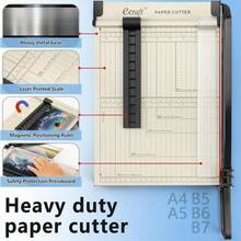 1pc A4 Guillotine Cutter Paper, Paper Slicer With Safety Guard And Blade Lock, Lightweight, Portable, 12 Sheet Easy-To-Use, Cutting PVC, Iron Sheet, Leather, Photos, Nonwovens, For Home & Office - 白色 - 查看 5