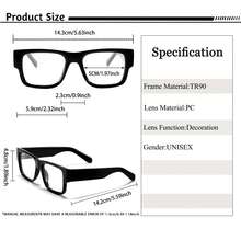 HBK Große Rahmen Klarglas Brille mit TR90 Rahmen, Metallkern Bügel, coole lässige Brille als Foto-Accessoire & Festival Geschenk