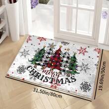 1pc Christmas Tree Pattern Washable Non-Slip Doormat, Suitable For Floor, Bathroom, Living Room, Entryway