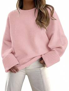 Women's Oversized Sweaters Fuzzy Chunky Warm Pullover Sweater - Baby Pink - View 1