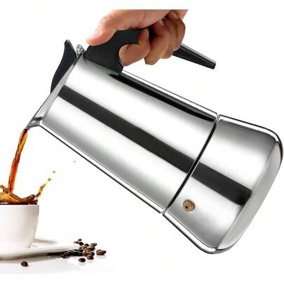 **12 Cup Moka Pot Percolator Italian Coffee Maker 600ml Stovetop Espresso Mocha Stainless Steel Greca Coffee Maker Classic Cafe Makers Suitable For Induction Cookers Ceramic Stoves Tummy