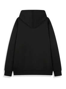 Sudadera con capucha de patrón de anime casual para hombres - Sudadera gris de manga larga con impresión de letras japonesas en negrita, lavable aáquina, ropa de calle de invierno, ropa cómoda|Diseño Visual de Animación|Tela duradera - Negro - Ver 10
