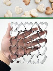 25 件梅花 & 心 & 鱼形不锈钢饼干模具，DIY 迷你饼干手工饼干翻糖模具