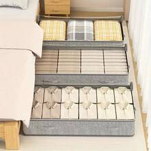 Bed Storage Storage Bag, Transparent Window Clothes And Blanket Storage Bag, Large Capacity Foldable Storage Box, Bed Storage Box With Reinforced Handle Storage Basket - Grey - View 2