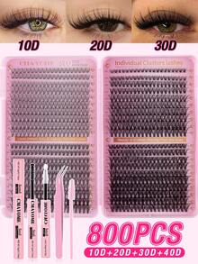 648/666/720套D型卷翘大容量睫毛套装，簇状睫毛。规格有10D+20D+30D+40D/30D+40D+50D+60D/50D+60D+80D+100D。套装提供多种不同组合，簇状睫毛长度从10毫米到16毫米不等，自然柔软。套装包含睫毛胶水、粘合剂和密封胶、睫毛簇状套装、睫毛、假睫毛。 - 粉色 - 查看 13