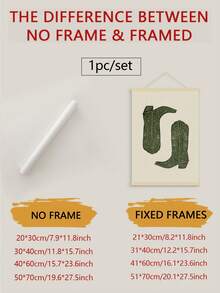 1 Tranh nghệ thuật trang trí hình ủng cao bồi màu xanh ô liu - Không khung, phong cách miền Tây cổ điển, thích hợp trang trí phòng khách, phòng ngủ, văn phòng tại nhà, nhà bếp - Tranh in họa tiết hoạt hình dọc, in mực trên vải canvas, phù hợp trang trí tường mọi mùa. - Nhiều màu - Xem 2