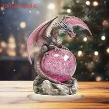 1 pieza Figura decorativa vintage bohemia de dragón de cristal y bola de cristal 2D, adorno de escritorio, adecuado para oficina, sala de estar, regalo de cumpleaños creativo, tema animal, multiusos, sin necesidad de energía o batería, decoración de habitación, decoración del hogar, decoración de restaurante - Multicolor A - Ver 2