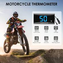 Un termómetro para motociclistas que muestra el termómetro - Indicador digital de temperatura del agua - Sensores de metal impermeables - Sensores para medidor de presión - Termómetro KOSO+
