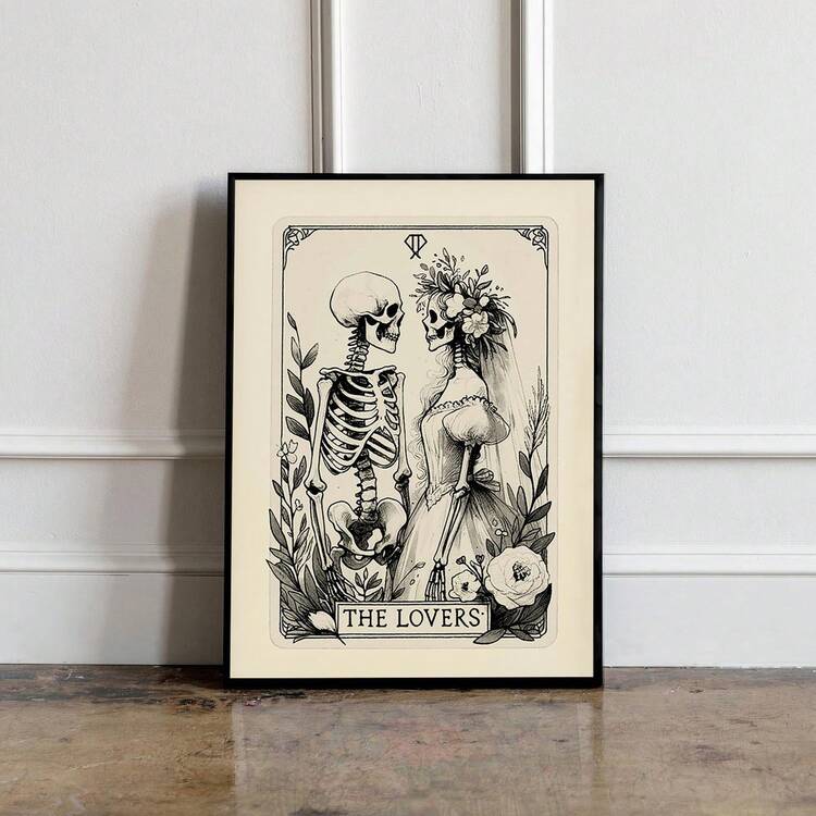 Tranh treo tường hình đầu lâu phong cách Gothic không khung, kết hợp thẩm mỹ huyền bí, quà tặng cặp đôi cho bạn trai/bạn gái, trang trí phòng ngủ/ký túc xá/nhà theo phong cách Gothic. (Tranh in hình bài Tarot, tranh vui nhộn, trang trí tường), trang trí Halloween, trang trí Giáng sinh, trang trí nhà cửa cho Lễ Tạ ơn, trang trí mùa thu, trang trí sinh nhật, quà tặng, đồ dùng tiệc tùng. - Nhiều màu - Xem 2