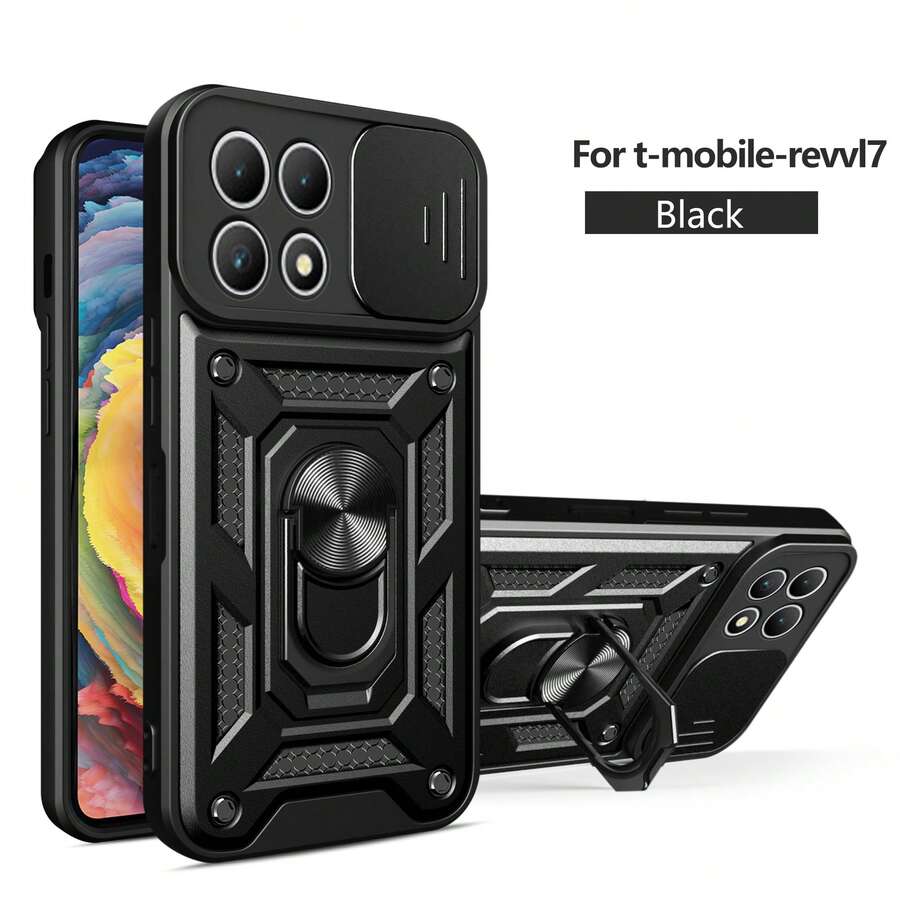 T-Mobile REVVL 7 5G Phone Case With Sliding Camera Lens And Stand - Black - View 1