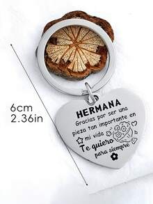 1pc Heart-Shaped Stainless Steel Keychain, Sibling Gift, Best Brother Metal Keychain, Gift For Men, Sibling Gift - Multicolor - View 9