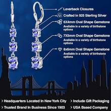 Gem Stone King 3-Stone Leverback Drop Dangle Earrings Women |   925 Sterling Silver |   Gemstone Birthstone |   Oval 8X6MM 7X5MM And 6X4MM |   Fine Jewelry Gifts Her Mom Women Wife - 坦桑石,十二月 - 查看 2